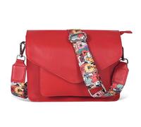 Leather Flapover Crossbody Handbag Purse for Women with Adjustable Strap & Overflap Snap Closure Tote/Bag, Red Ndm W3, M, Chris