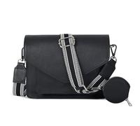Leather Flapover Crossbody Handbag Purse for Women with Adjustable Strap & Overflap Snap Closure Tote/Bag, Black Ndm W2 Coin, M, Chris