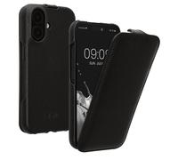 kalibri Flip Case Compatible with Apple iPhone 16 - Ultra Slim Leather Protective Phone Cover - Black