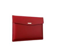 Leather Folder 1pc Waterproof Leather A4 Business Briefcase File Folder Document Paper Organizer Storage Bag Office Stationery(Red)