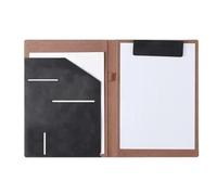 Leather Folder A4 PU Leather Business File Folders Organizer Case Vintage Binder Manager Clip Document Pads Office Folder Flip Writing Pad(Black)