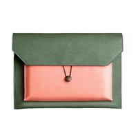 Leather Folder Leather File Bag A4 Paper Folder Information Business Briefcase Bill Storage(Green)