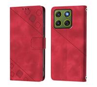 Leather Folio Case Compatible With Moto Edge 70 5G/X70 Air 5G,Premium PU Wallet Cover with Credit Card Pocket/Cash Slots/Support Kickstand,Flip Magnetic Automatic Adsorption Shell,Red