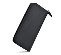 Leather Fountain Pen Case, Crazy Horse Leather Black Color, 3 Divided Slots, Zippered Pen Case Pouch, Handmade Display Holder for Rollerball Pen