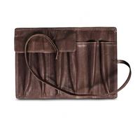 Leather Fountain Pen Case (Holds 6 Pens) - Handcrafted Fountain Pen Pouch w/Sturdy Strap & Fold Over Flap - Secured Wrap Leather Pouch with Two-Open End Pockets for Over-Sized or Extra-Long Pens