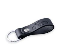 Leather Full Grain Keyring for Men and Women, Elegant Black Key Ring with Hot Embossed Design, Personalised Keychain for Car or Home Keys, Premium Gift for Him Her Dad Husband (Chopper Line Art)