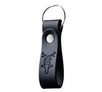 Leather Full Grain Keyring for Men and Women, Elegant Matte Black Key Ring with Hot Embossed Design, Personalised Keychain for Car or Home Keys, Premium Gift for Him Her Dad Husband