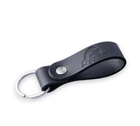 Leather Full Grain Keyring for Men and Women, Elegant Matte Black Key Ring with Hot Embossed Design, Personalised Keychain for Car or Home Keys, Premium Gift for Him Her Dad Husband