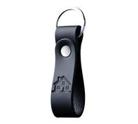Leather Full-Grain Keyring for Men & Women, Personalised Matte Black Keychain for Car or Home Keys, Elegant Key Ring with Hot-Embossed Design, Premium Gift for Him Her Dad Husband