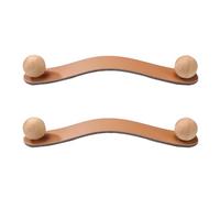 Leather Furniture Handle 2 Pcs Leather Drawer Pull Anti-Collision Wardrobe Cabinet Round Wooden Balls Door Handle Pulls Drawer Cupboards Handle Knobs for Kitchen Bedroom Furniture