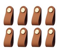 Leather Furniture Handles, Set of 8, Cabinet Door Knobs Pull Handle Handmade Leather Pull Handle Minimalist Door Cupboard Furniture Hardware PU Leather Furniture Knobs ( Color : Caramel Brown , Size :
