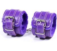 Leather Fuzzy Handcuffs Set for Bedroom Spice Up Your Love Life, Sex Hand Cuff Bracelets for Women, Fluffy Adult Handcuffs, Bed Restraints and Sexy Straps Bondage Kit for Couple Sweater (Purple)