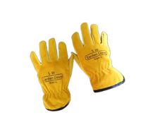 Leather Gardening Gloves for Men & Women, Thorn Proof Cowhide Garden Gloves for Rose Pruning, Digging and Weeding, Breathable Protective Gardening Gloves with Good Grip, Yellow Small 1 Pairs