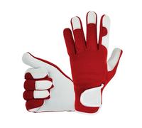 Leather Gardening Gloves For Mens Gents Adults- Thorn Proof Rose Pruning Garden Gloves MultiPurpose Safety Work Gloves Thick Rigger Gardner Gloves (Red, XL)