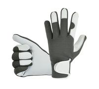 Leather Gardening Gloves For Mens Gents Adults- Thorn Proof Rose Pruning Garden Gloves MultiPurpose Safety Work Gloves Thick Rigger Gardner Gloves (Grey, L)