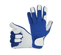 Leather Gardening Gloves For Mens Gents Adults- Thorn Proof Rose Pruning Garden Gloves MultiPurpose Safety Work Gloves Thick Rigger Gardner Gloves (Blue, L)