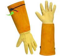 Leather Gardening Gloves for Women/Men - Cut Protection Spiky Roses - Long Work Tools