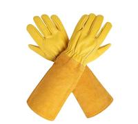 leather Gardening Gloves for Women/Men, Thorn Proof, Breathable Rose Pruning Gloves Gardening Tools, Thick Palm Gauntlet with Forearm Protection, for Gardener and Farmer