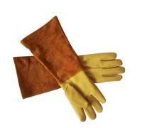 leather Gardening Gloves for Women/Men - Thorn Proof Cowhide Leather Rose/Blackberry Pruning Heavy Duty Garden Gloves Thick Palm Gauntlet Garden Work with Forearm Protection