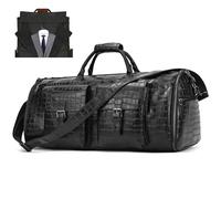 Leather Garment Bag for Men, Convertible Carry on Garment Duffel Bag for Travel Weekender Bag 2 in 1 Hanging Suitcase Suit Bag, 2206 Black, Retro