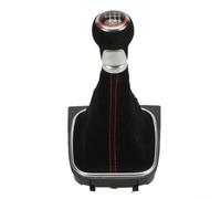 Leather Gear Knob 6 Speed Red Stitching For Golf for jetta Leather | Soft leather touch, ergonomic grip, red accent ring, for durable plastic core, easy install for VW