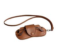 Leather Glasses Case - Travel | Protective Case for Portable Glasses PU Leather with Hand Strap, Compact Glasses Holder for Men, Shockproof Scratch-resistant, Vintage Black, Brown, se