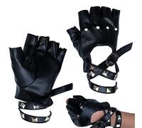 Leather Gloves Cosplay | Hollow Rivet Cosplay Gloves | Faux Leather Sports Cosplay Performance Half Finger Gloves For Women Teens Kids