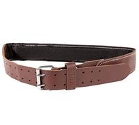 Leather Gold Padded Tool Belt Leather, 2.5 Inches Wide | Genuine Grain Leather Work Belt 2106 | Double Prong Buckle and 2 Hole Rows | Comfortable Mesh and Foam Padding | Built Tough For Construction