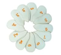 Leather Golf Club Headcovers Irons Set 12 Pcs Club Iron Head Covers in White