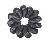 Leather Golf Headcovers Irons Set 12 Pcs Club Iron Head Covers in Black