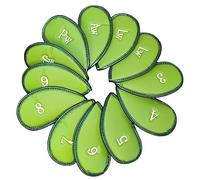 Leather Golf Headcovers Irons Set 12 Pcs Club Iron Head Covers in Green