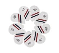 Leather Golf Headcovers Irons Set 9 Pcs Club Iron Head Covers in White With Stripes