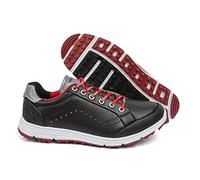 Leather Golf Shoes, Men Waterproof Golf Boots, Professional Anti-Slip Golf Footwears, Outdoor Sneakers for Golfers, Coach, Trainer (Black,11 (10 UK))