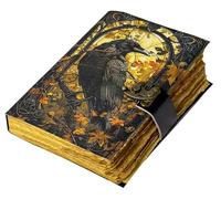 Leather Gothic Journal Magical The Raven Spiral Notebook Mystery Crow Journal Grimoire Witchcraft Spellwork Journal Great for Halloween and Raven Lovers Aesthetic Leather Journal for Men and Women