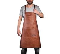Leather Grill Bbq Work Apron, Kitchen Apron for cooks, Bartender Barista Apron, chef gift, Adjustable S to 4XL for Men and Women