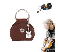 Leather Guitar Pick Holder Case, Guitars Pick Holder Case Bag, Plectrum Key Fob Cases Bag, with Guitars Pendant, Gift for Guitar Players (Brown1)