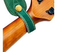 Leather Guitar Strap Button for Acoustic, Folk and Classic Guitars & Ukuleles, PU Material with Star Design, 21 x 2.2 cm, Compatible with Stringed Instruments, Black