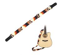 Leather Guitar Strap,Flame?Skull?Pattern Thin Leather Guitar Strap, Adjustable Guitar Shoulder Strap for Electric Guitar Performance Accessories