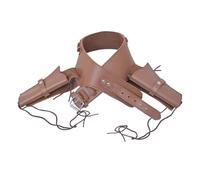 Leather Gun double Holster with Belt, double Holster Design, Silver Brass Buckles, Adjustable sizes from 34 to 50 Size, Western Cowboy style for shootinh hunting or cosplay (Light brown, 34"-36")