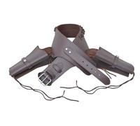 Leather Gun double Holster with Belt, double Holster Design, Silver Brass Buckles, Adjustable sizes from 34 to 50 Size, Western Cowboy style for shootinh hunting or cosplay (Brown, 34"-36")