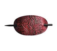 Leather Hair Barrette with Stick | Oval Shape Faux Leather Ponytail Holders | Leather and Stick Hair Slide Hair Pins Ponytail Holders Hair Accessories for Women Girls