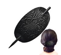 Leather Hair Barrettes,Oval Shape Hairs Clips With Stick,Faux Leather Barre-tte Clip,French Pin Fork,Bohemian Style Accessories Barret-te For Women Girls