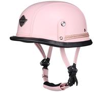 Leather Half Helmet German Style Retro Motorcycle Helmet DOT/ECE Approved Vintage Open Face Motorbike Helmet Men Women Skull Cap Crash Helmet for Cruiser Scooter 5,L