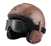 Leather Half Helmet German Style Retro Motorcycle Helmet Ece Approved Men Women Vintage Open Face Helmet Pu Leather Helmets For Chopper Cruiser Scooter Bike