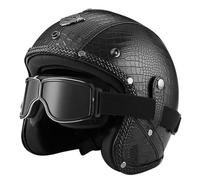 Leather Half Helmet German Style Retro Motorcycle Helmet Ece Approved Men Women Vintage Open Face Helmet Pu Leather Helmets For Chopper Cruiser Scooter Bike