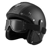 Leather Half Helmet German Style Retro Motorcycle Helmet Ece Approved Men Women Vintage Open Face Helmet Pu Leather Helmets For Chopper Cruiser Scooter Bike