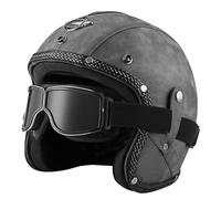 Leather Half Helmet German Style Retro Motorcycle Helmet Ece Approved Men Women Vintage Open Face Helmet Pu Leather Helmets For Chopper Cruiser Scooter Bike
