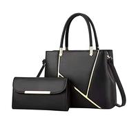 Leather Handbag for Women Trendy 2 Piece Handbag Purse Set Guitar Bags Gig Back For 39, black, One Size