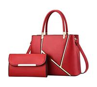 Leather Handbag for Women Trendy 2 Piece Handbag Purse Set Guitar Bags Gig Back For 39, red, One Size
