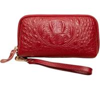 Leather Handbags Women's Wallets Coin Purses Pouches Cowhide Money Organizers Evening Bags(Red)